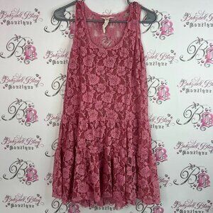 Free people one dress Lacie light blush ruffle Pink Lace Sleeveless Dress